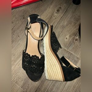 black floral espadrille